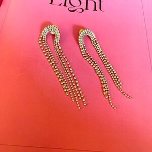 Crystal Crescent tassel earrings